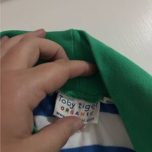 Toby Tiger Organic Green & Blue Striped